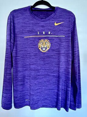 Nike LSU Tigers Dri-Fit Long Sleeve Shirt Men’s Purple Size S Gymnastics Athlete